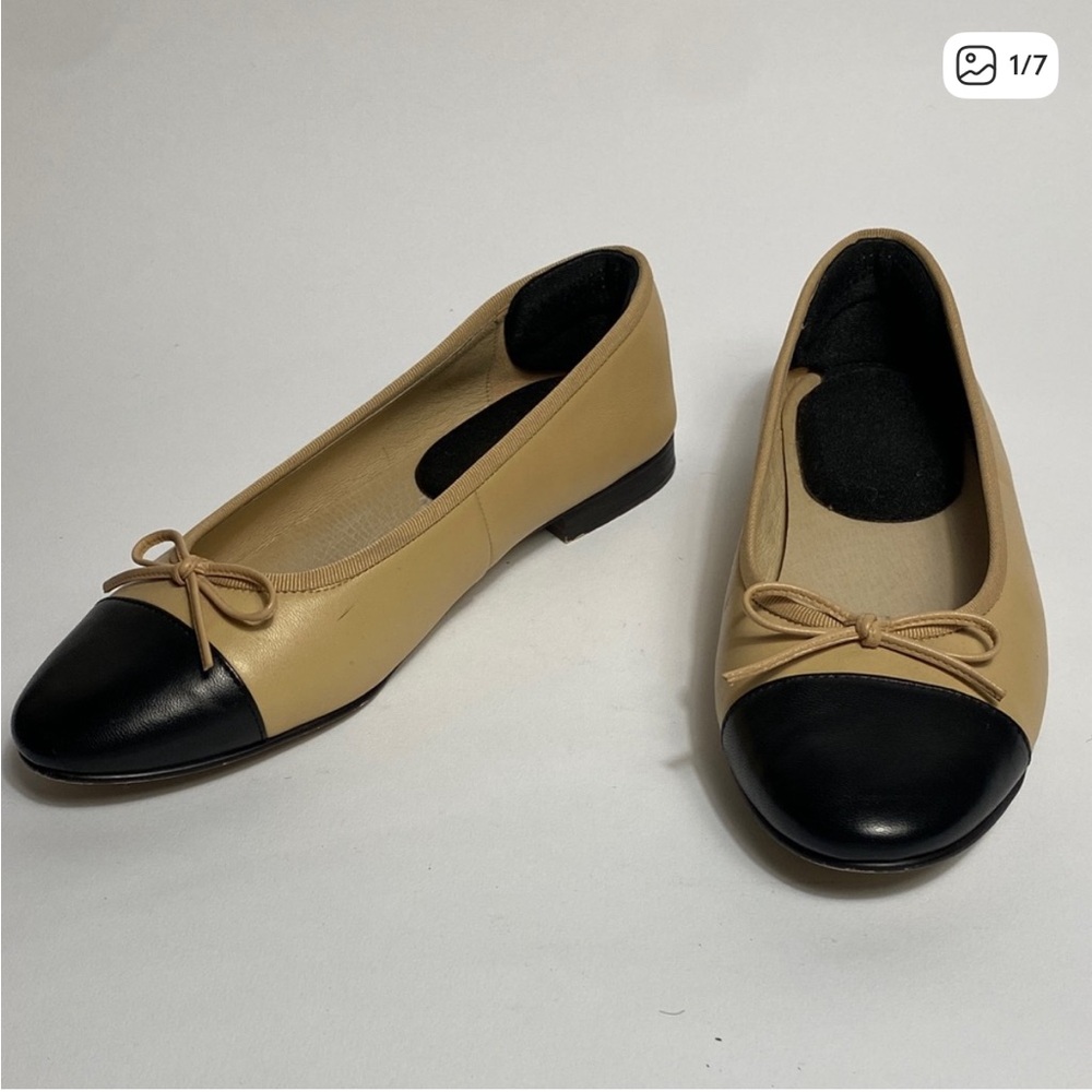 Jeffrey Campbell Classic Black & Tan Real Genuine Leather Ballet Flats! Size 9
